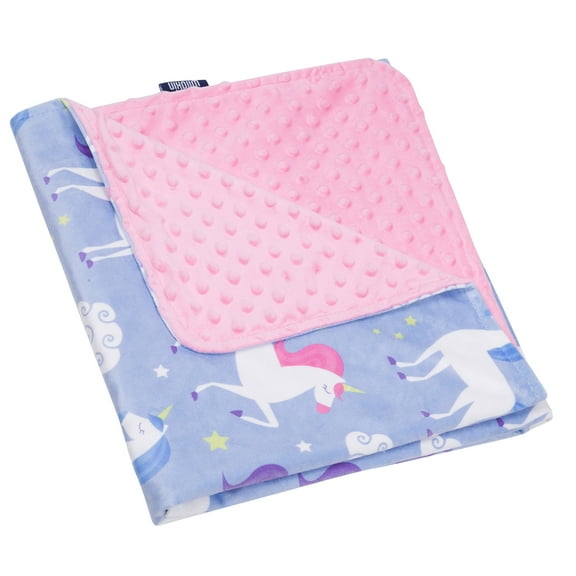 Wildkin Unicorn Baby, Toddler Plush Blanket in Purple for Girls, Made of Lightweight Ultra-Soft Velour, Solid Dotted Backing