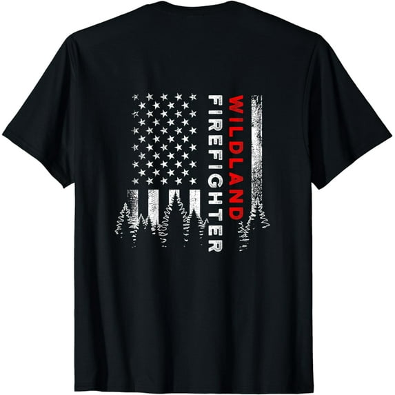 Wildland Firefighter Us Flag Firemen T-Shirt