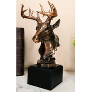 Wildlife 12 Point Whitetail Buck Deer Bust Trophy Figurine With Trophy Base