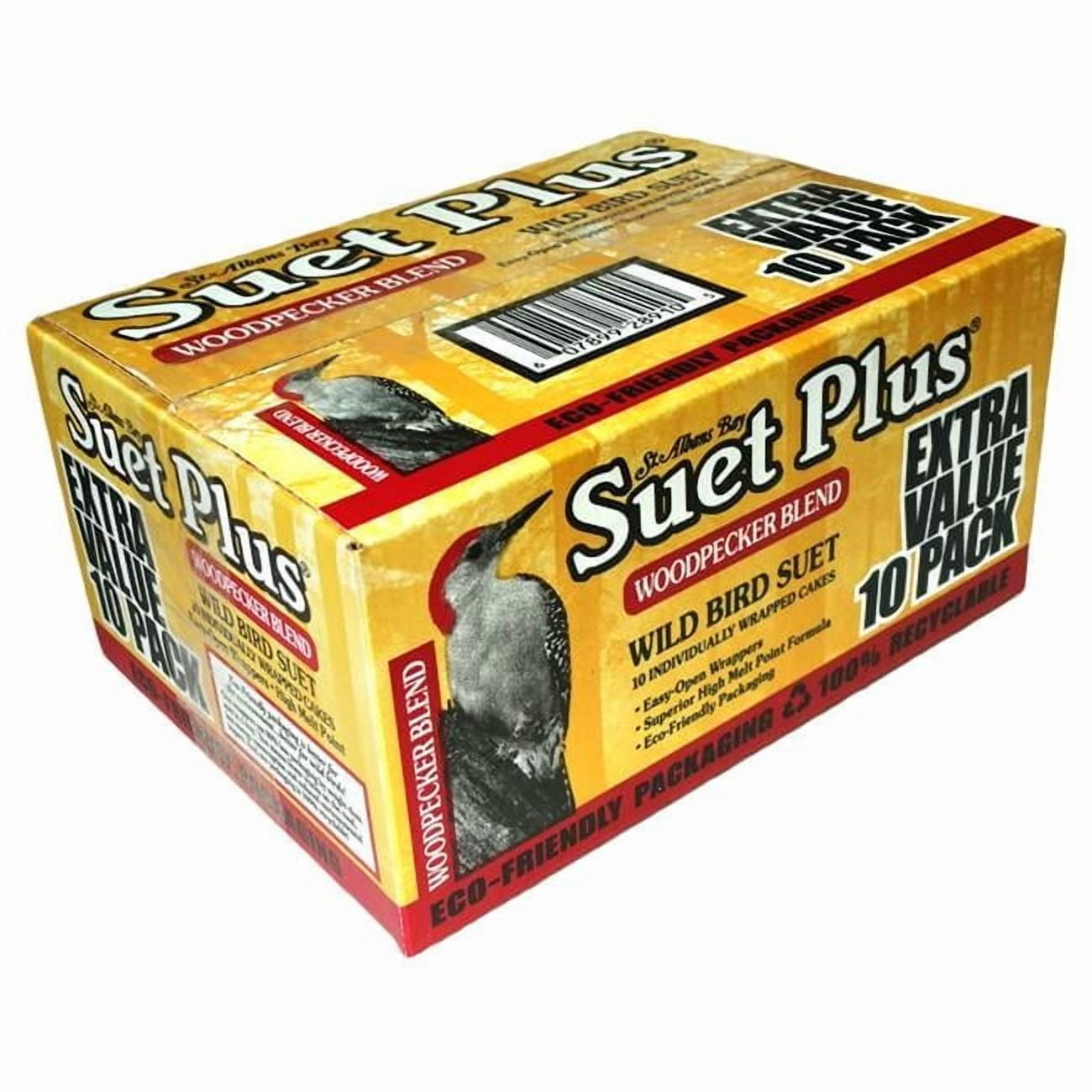 Suet Plus Extra Value Woodpecker Blend Suet 10 Pack | Pack of 10 Suet Cakes for Wild Birds