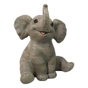 Wildlife African Savanna Elephant Young Calf with Trunk Up Figurine 5"