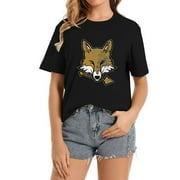 Wildlife Animal Fox Lover Casual Womens T-Shirt Black S