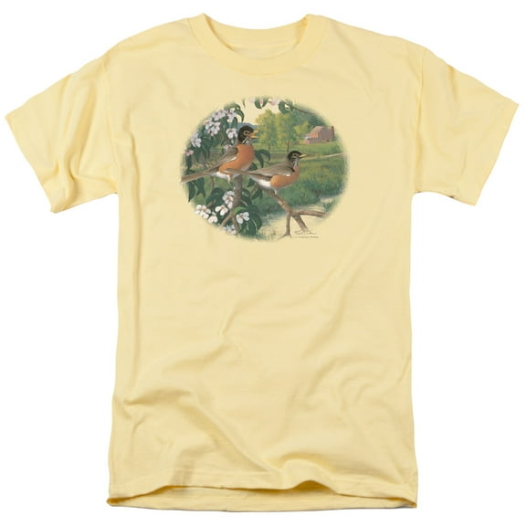 Wildlife T-Shirt Apple Blossom Time Robins Unisex Graphic Tee For Men & Women
