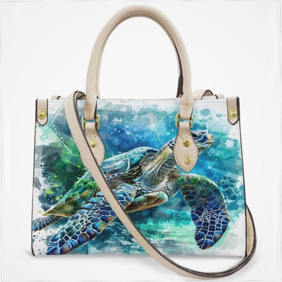 Wildlife Art Turtle Cross Body Bags For Women Small Leather Female Handbags Fashion Top-Handle Totes