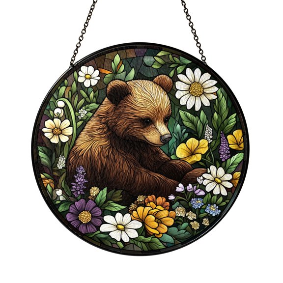 Wildlife Bear Glass Suncatcher – Decorative Window Hanging