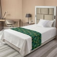 thumbnail image 1 of Wildlife Bed Runner, Girl in Jungle Along a Leopard Illustration Wild Forest Themed Design, Decorative Accent Bedding Scarf for Hotels Homes and Guestrooms, Twin, Hunter Green Dark Teal, by Ambesonne, 1 of 2