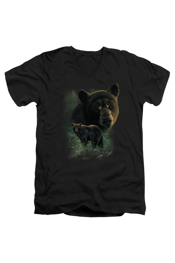 Wildlife - Black Bears - Slim Fit V Neck Shirt - Large