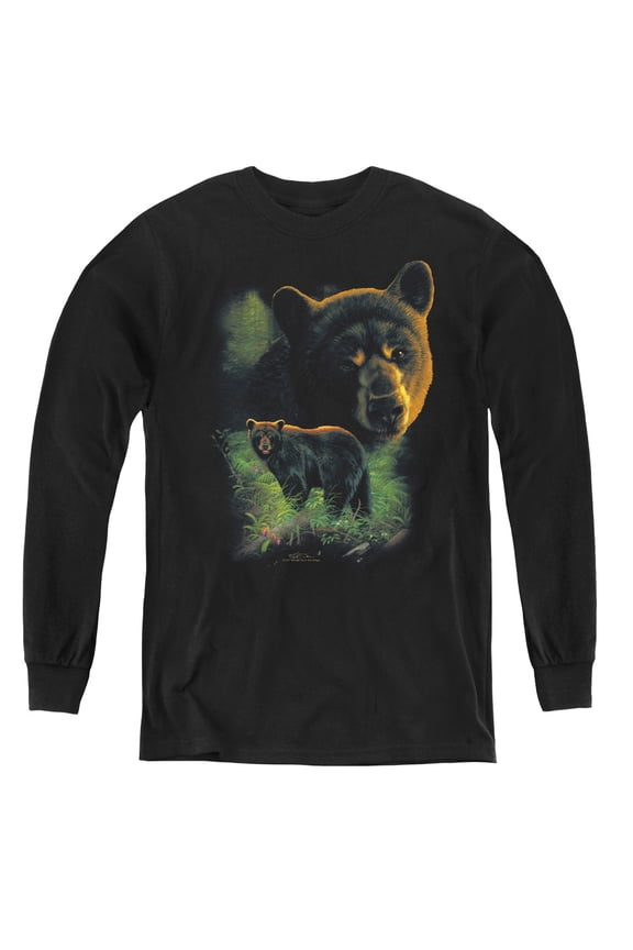 Wildlife Black Bears Youth Long Sleeve T-Shirt Black