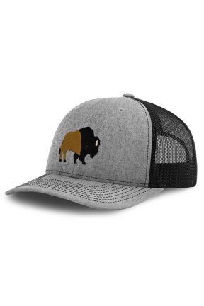 Wildlife Buffalo Embroidery Design Richardson Structured Front Mesh Back Cap Heather Gray/Black