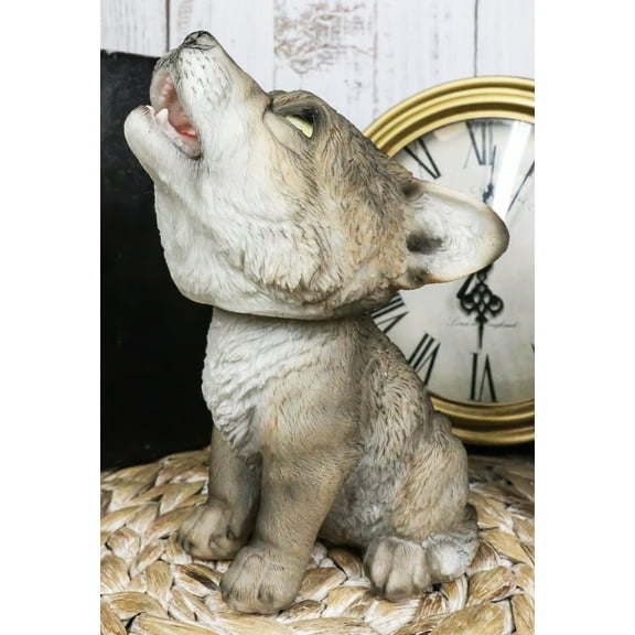 Wildlife Cries of The Night Moon Dance Howling Gray Wolf Pup Bobblehead Figurine