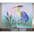 thumbnail image 1 of Ambesonne Wildlife Curtains 2 Panel Set, Heron with Reed Water, 108" x 63", Multicolor, 1 of 3