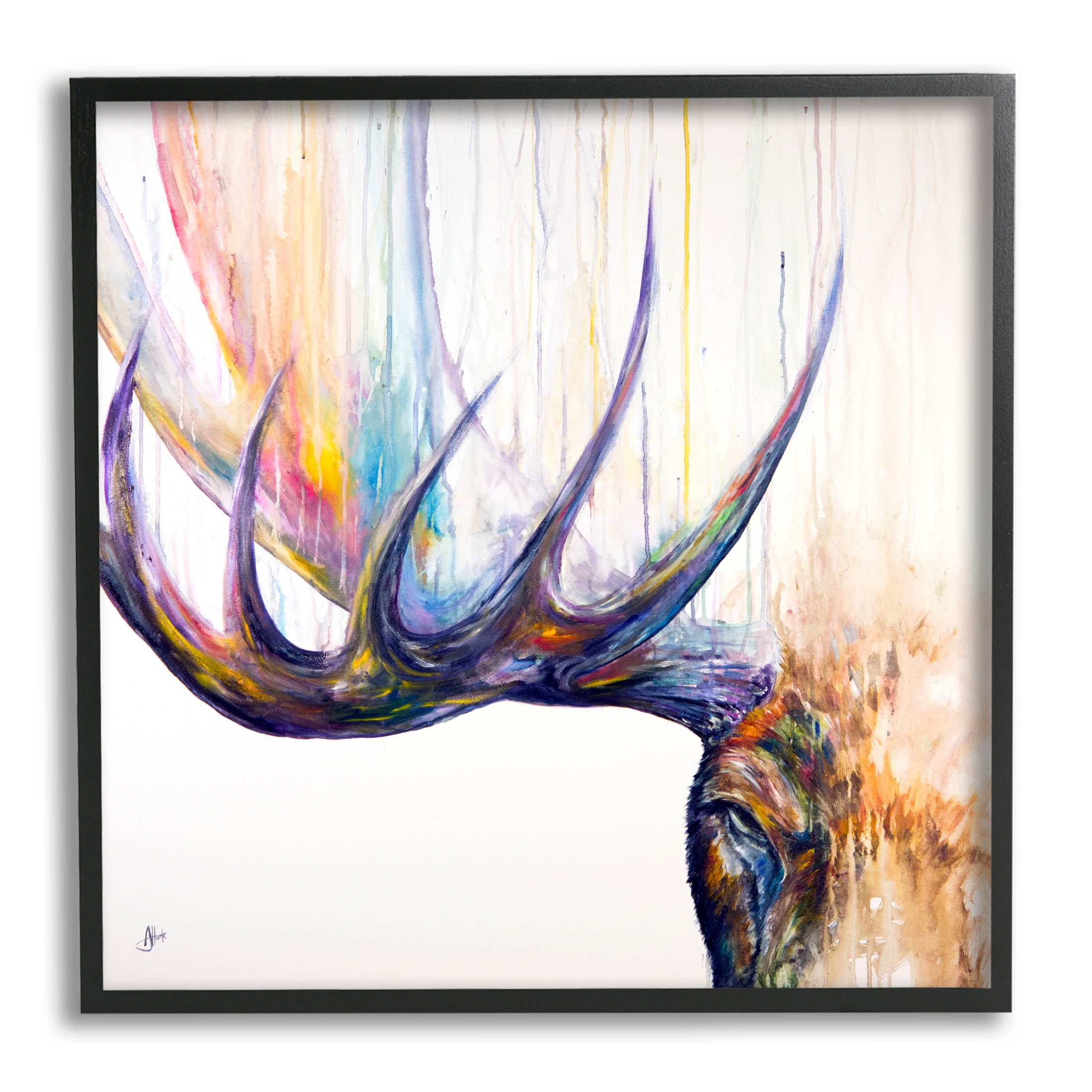 Wildlife Elk Antler Portrait Animals & Insects Graphic Art Black Framed Art Print Wall Art