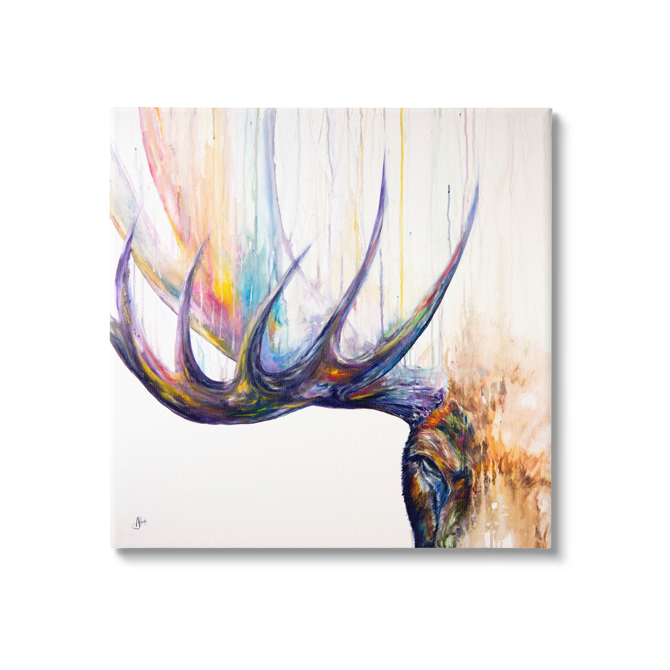 Wildlife Elk Antler Portrait Animals & Insects Graphic Art Gallery Wrapped Canvas Print Wall Art