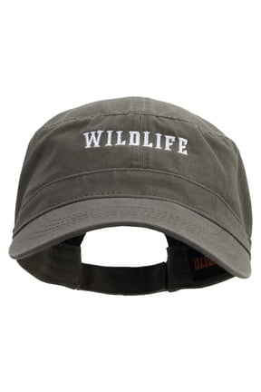 Wildlife Embroidered Garment Washed Adjustable Army Cap - Olive Green OSFM