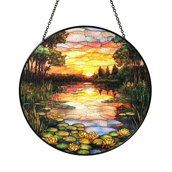 Wildlife Florida Everglades Stained Glass Style Window Hanging Art Panel for Home Decor Scenic Display