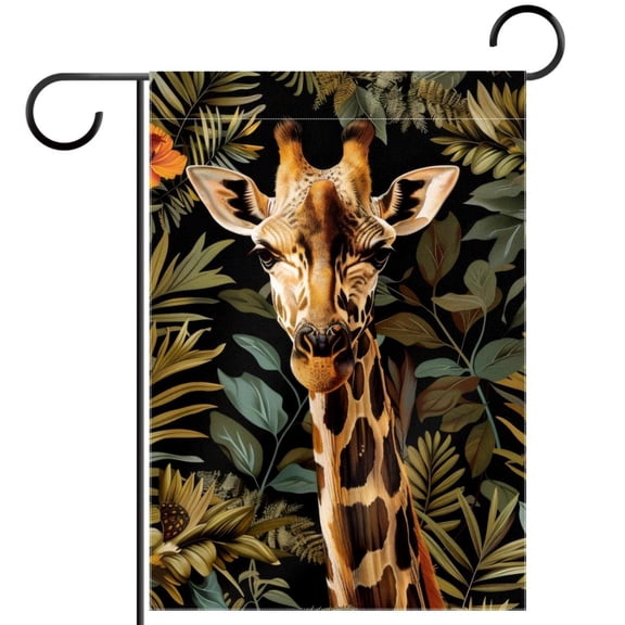 Wildlife Giraffe Jungle Pattern Garden Flag Double Sided House Flag for Outdoor Home, Personalized All Year Round Yard Decor 12 x 18 Inch