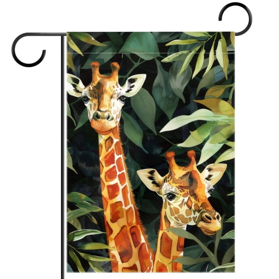 Wildlife Giraffes Jungle Pattern Double Sided Garden Flag Decorative Weather Resistant Yard Flag, Large DIY Vertical Flag for Farmhouse Patio Lawn, 28x40 Inch