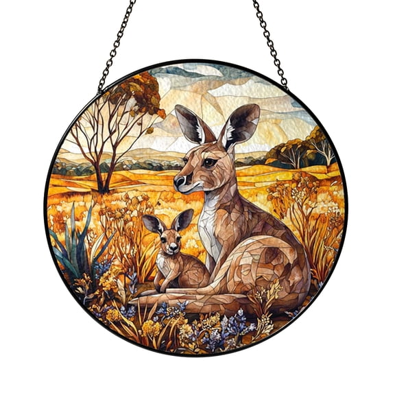 Wildlife Kangaroo Glass Suncatcher – Decorative Window Hanging