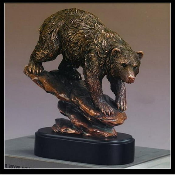 Wildlife Large Grizzly Bear Going Down Hill Bronze Electroplated Resin Figurine