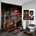 Wildlife Lodge Shower Curtain Set Rustic Forest Camo with Elk & Moose