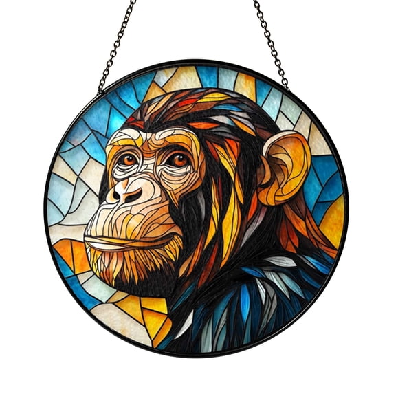 Wildlife Monkey Glass Suncatcher Window Hanging Decor, Tropical Animal Light Catcher Accent, Thoughtful Nature Lover Gift