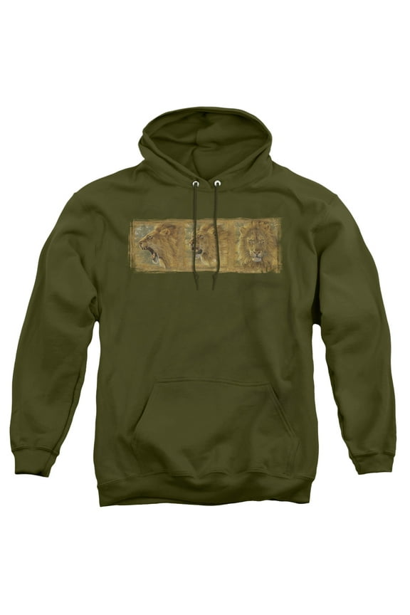 Wildlife Mood Swing Adult Pullover Hoodie Sweatshirt Military Green