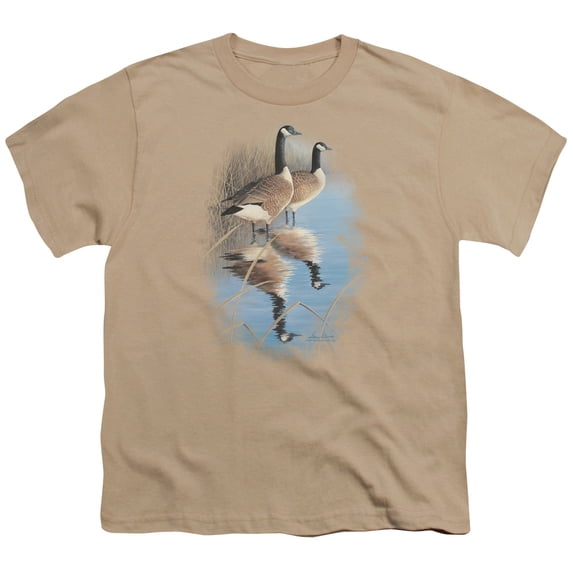 Wildlife - Morning Reflections Canada Geese - Youth Short Sleeve Shirt - Large