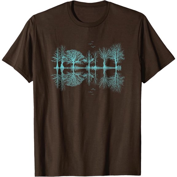 Wildlife Nature Forest Trees Reflection Outdoor Forest Unisex T-Shirt for Men Women Kids Toddler,Dark Chocolate Color,Size M