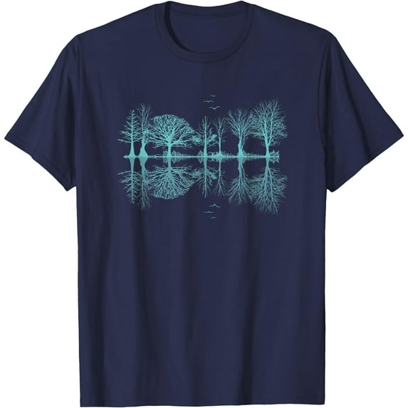 Wildlife Nature Forest Trees Reflection Outdoor Forest Unisex T-Shirt for Men Women Kids Toddler,Navy Color,Size YM