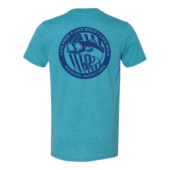 Wildlife Outfitters Men's American Flag Bass Fishing Short Sleeve Graphic T-Shirt