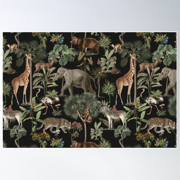 Wildlife Party Poster Wall Art, Modern Wall Decor For Living Room Bedroom, 8x12 UNFRAMED