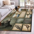 thumbnail image 1 of Wildlife Portraits Washable Area Rug 4x6 Animals Plaid Deer Owl Bear Rustic Brown Pine Cone Low-Profile Large Area Rugs with Non Slip Backing Indoor Floor Carpet for Entrance Living Room Bedroom, 1 of 9