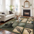 thumbnail image 1 of Wildlife Portraits Washable Area Rug 8x10 Animals Plaid Deer Owl Bear Rustic Brown Pine Cone Low-Profile Large Area Rugs with Non Slip Backing Indoor Floor Carpet for Entrance Living Room Bedroom, 1 of 9