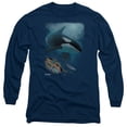 thumbnail image 1 of Wildlife Salmon Hunter Orca Long Sleeve T-Shirt Adult 18/1 Navy, 1 of 1