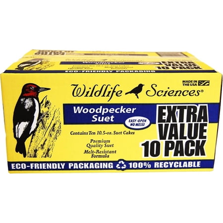 Wildlife Sciences 10 Pack of Woodpecker Suet Cakes | 10 Pack of Suet Cakes for Wild Birds