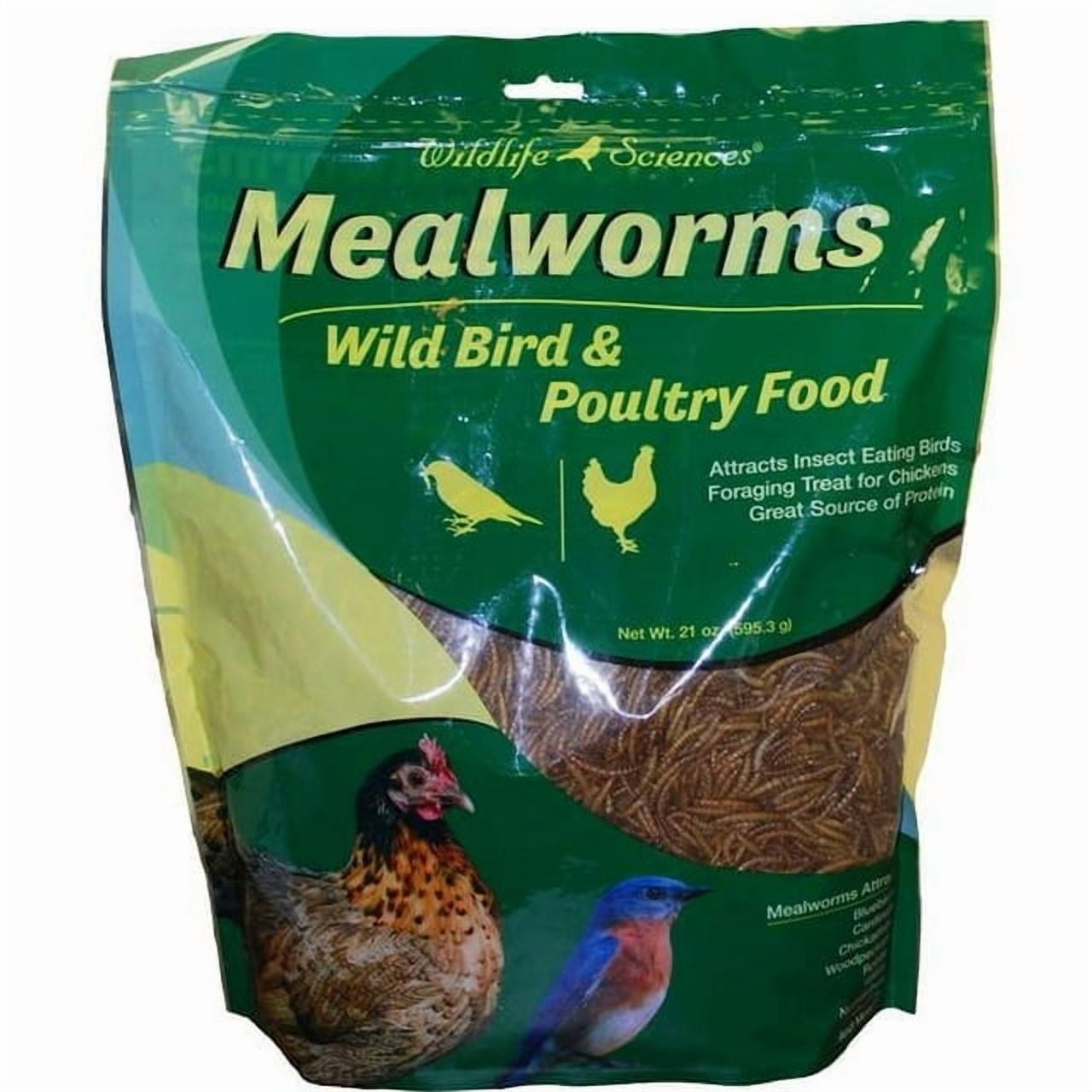 Wildlife Sciences 313890 471-12 21 oz MP1 Dried Meal Worms Pouch Bird Food