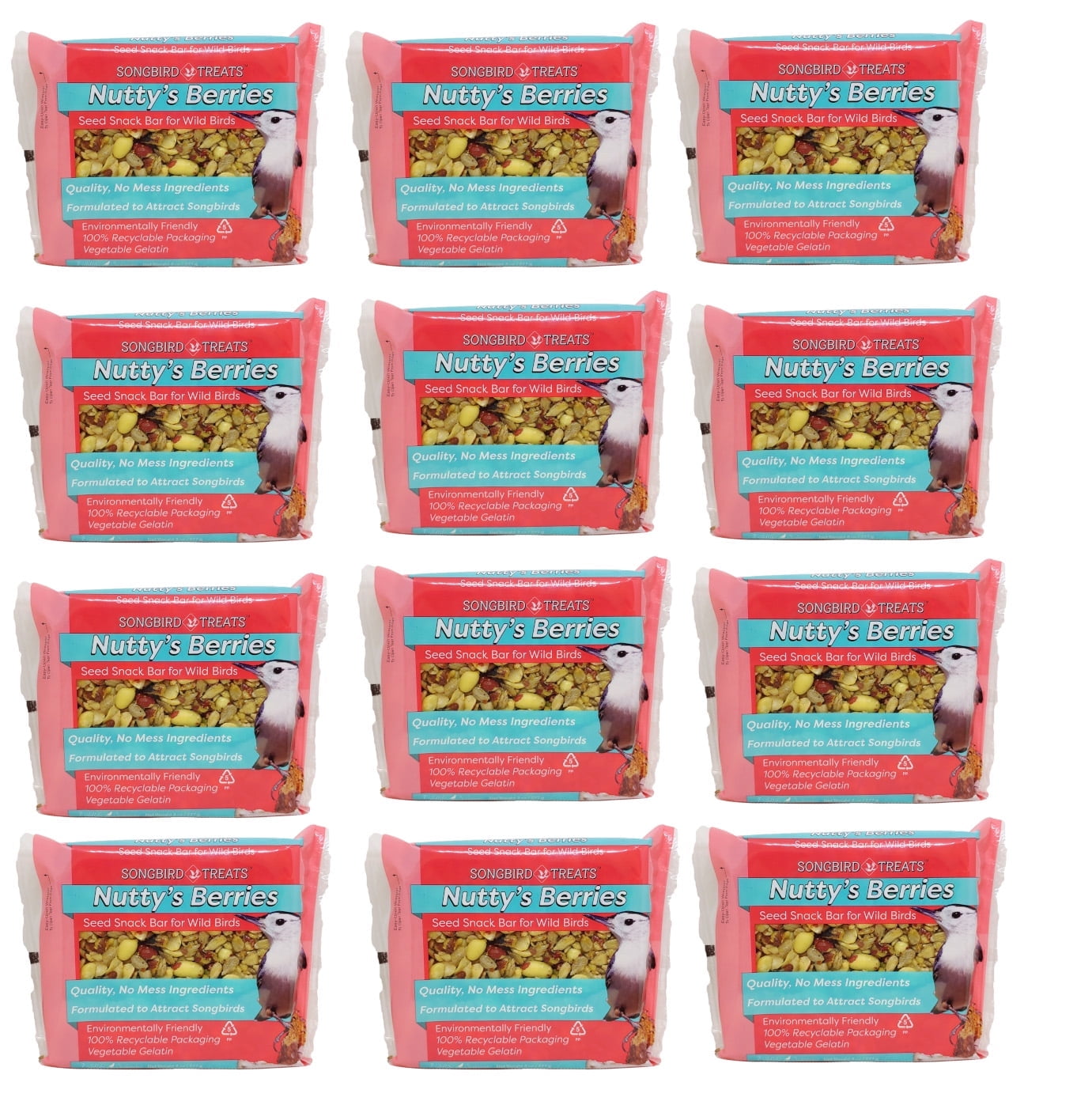 Wildlife Sciences Nuttys Berries Seed Bar Pack of 12 | 8 oz Seed Cakes