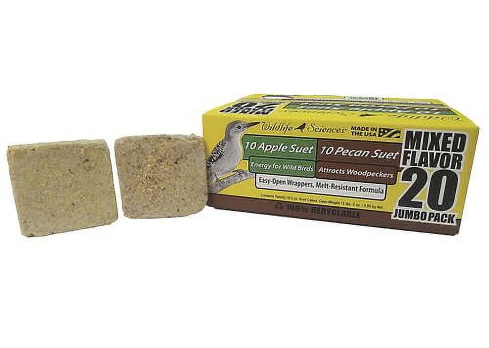 Wildlife Sciences Apple and Pecan Suet Cake Mixed Jumbo 20 Pack for Wild Birds