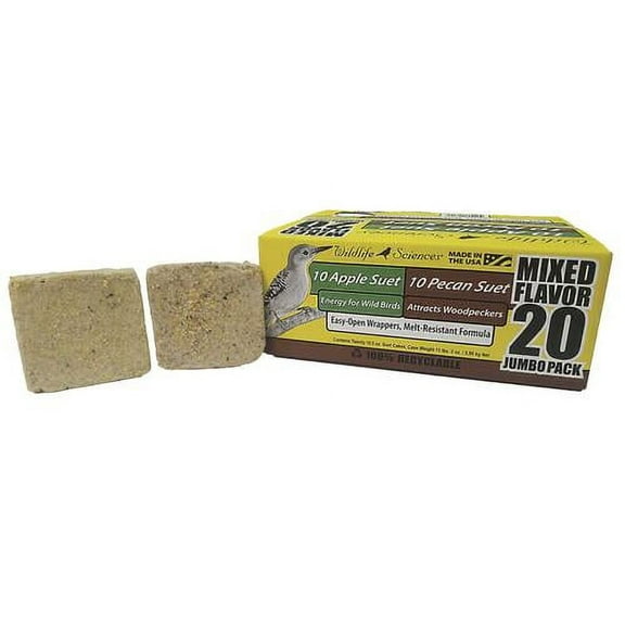 Wildlife Sciences Apple and Pecan Suet Cake Mixed Jumbo 20 Pack for Wild Birds