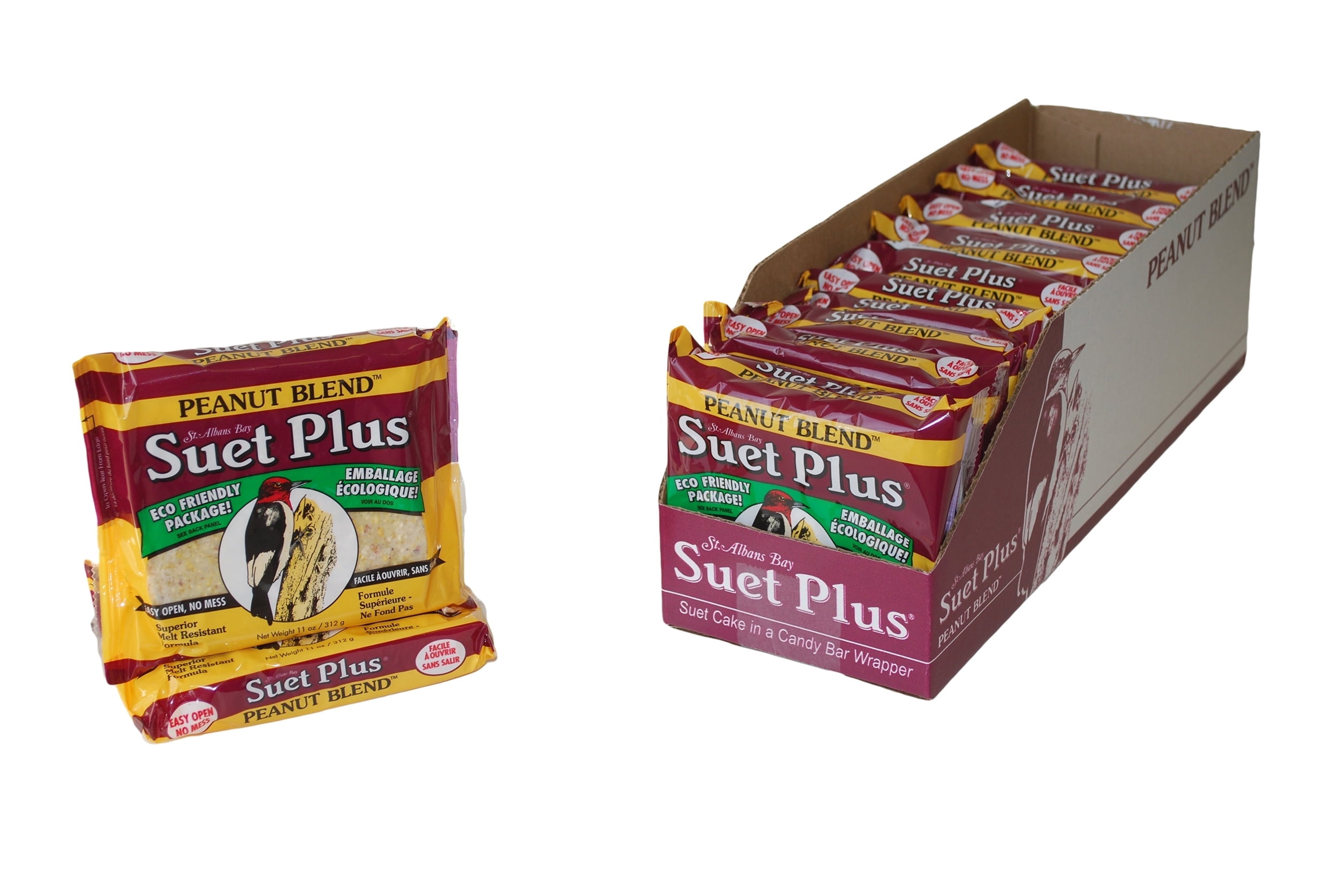 Wildlife Sciences Peanut Blend Suet Plus Bird Feed, Melt Resistant Formula, 11oz 12 Pack