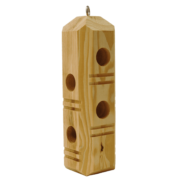 Wildlife Sciences Suet Plug Feeder | Bevel Cut Pine Post | Holds 4 Suet Plugs