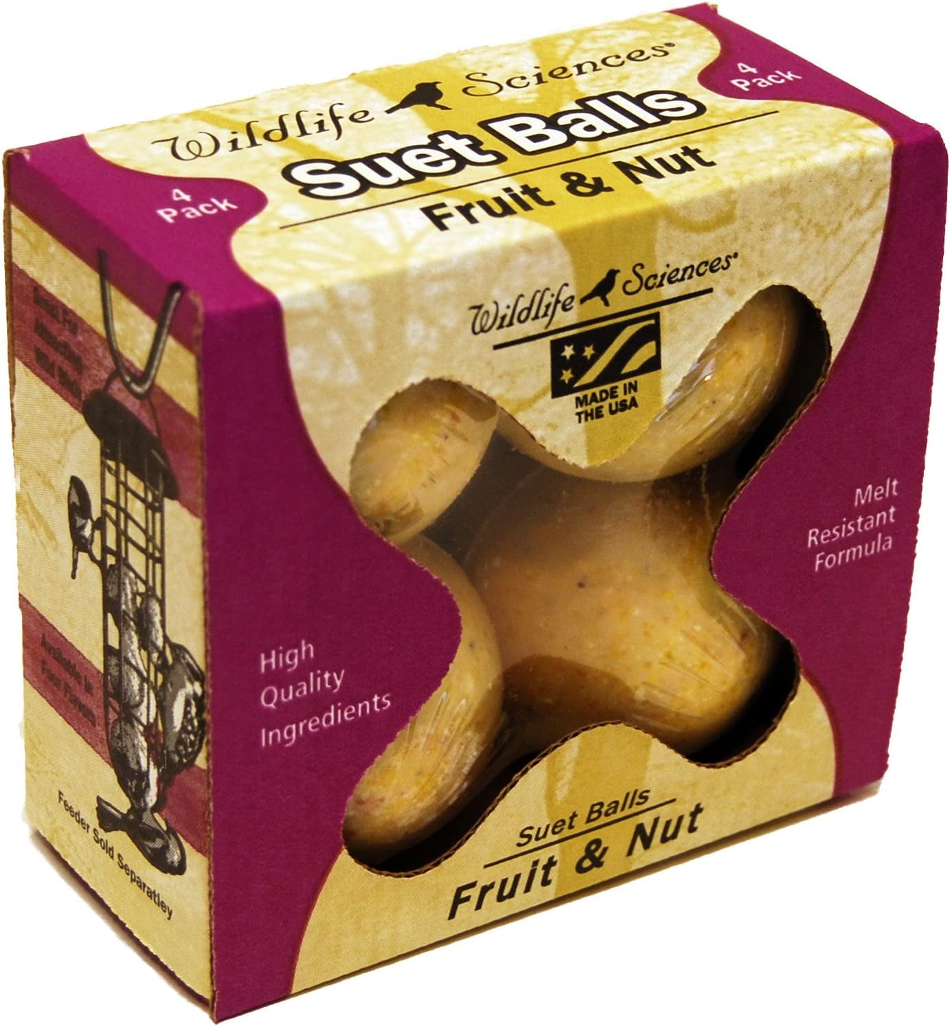 Wildlife Sciences Suet Ball, Fruit and Nut, 4Pack