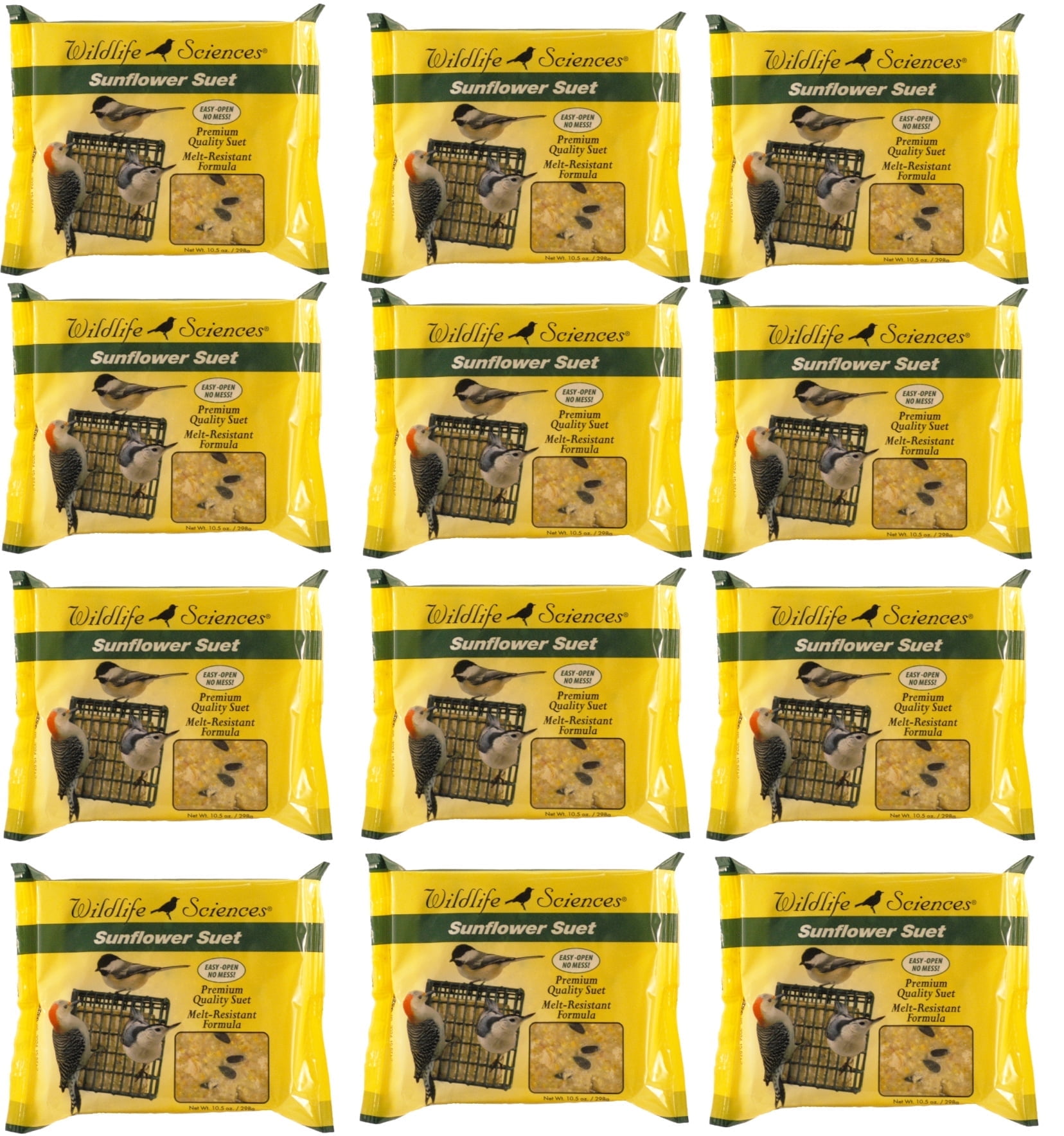 Wildlife Sciences Sunflower Suet Cake 12 Pack for Wild Birds