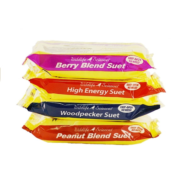 Wildlife Sciences Variety Pack of 4 Suet Cakes for Wild Birds