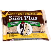 Wildlife Sciences Woodpecker Blend Suet Plus Bird Feed, Melt Resistant Formula, 11oz Single Cake