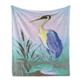thumbnail image 1 of Wildlife Soft Flannel Fleece Blanket, Heron with Reed and Water Graphic Illustration Lake Leaf Dreamy Nature Beak Bird, Cozy Plush for Indoor and Outdoor Use, 50" x 60", Multicolor, by Ambesonne, 1 of 5