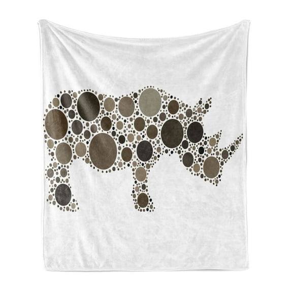 Wildlife Soft Flannel Fleece Throw Blanket, Wild Animal Silhouette Created with Multiple Diverse Dots Bubbles Illustration, Cozy Plush for Indoor and Outdoor Use, 70" x 90", Multicolor, by Ambesonne