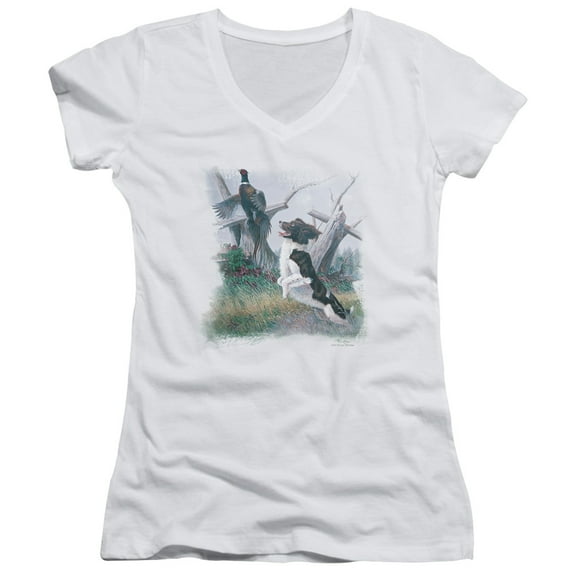 Wildlife SpRinger T-Shirt With Pheasant Junior Women's T-Shirt V-Neck T-Shirt White