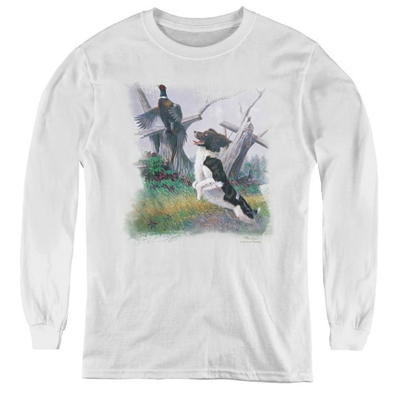 Wildlife SpRinger T-Shirt With Pheasant Youth Long Sleeve T-Shirt White