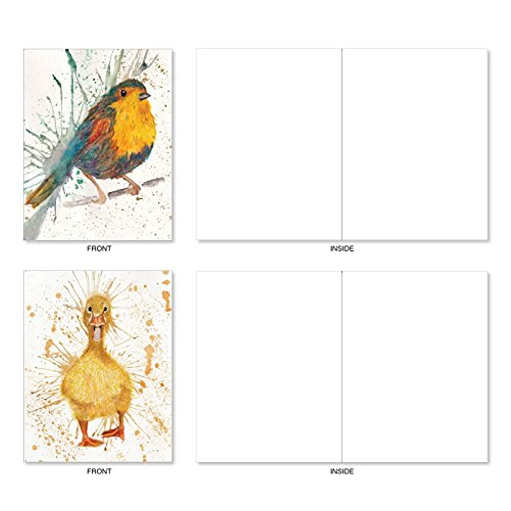 The Best Card Company Wildlife Splash - 10 Watercolor Blank Note Cards with Envelopes (4 x 5.12 inch) - Assorted Boxed Animal Painting Greeting Cards